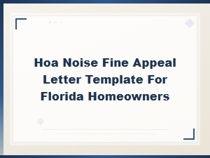 Florida Hoa Noise Fine Appeal Letter Template