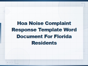 Florida Hoa Noise Complaint Response Template
