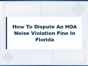 Disputing an Hoa Noise Violation Fine in Florida